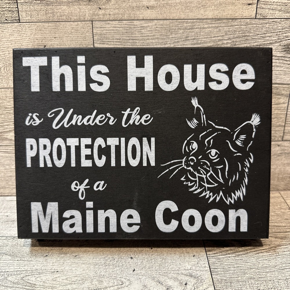 JennyGems Maine Coon Under the Protection Of A Maine Coon Cat Sign 8x6"‎